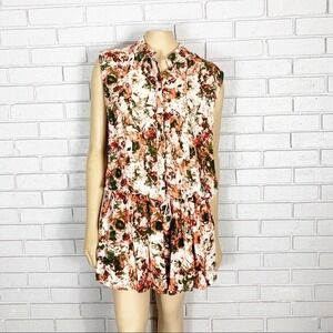 Prose & Poetry Charlotte Floral Print Romper Green Orange Sleeveless Boho NWT L